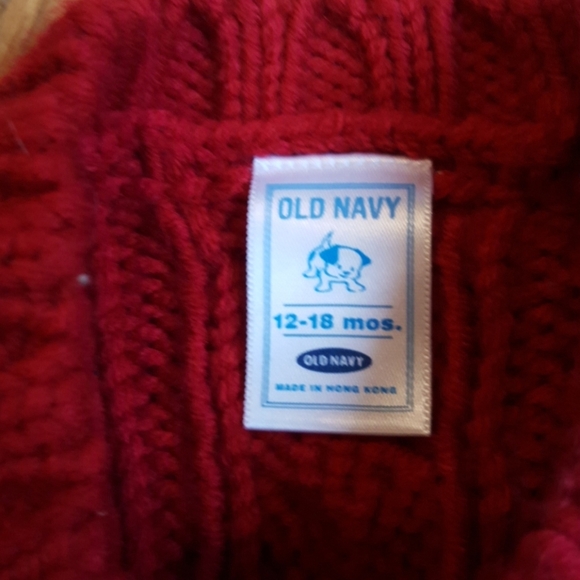 Old Navy Holiday Red Cable knit Cotton Sweater 12-18 month - Picture 3 of 3